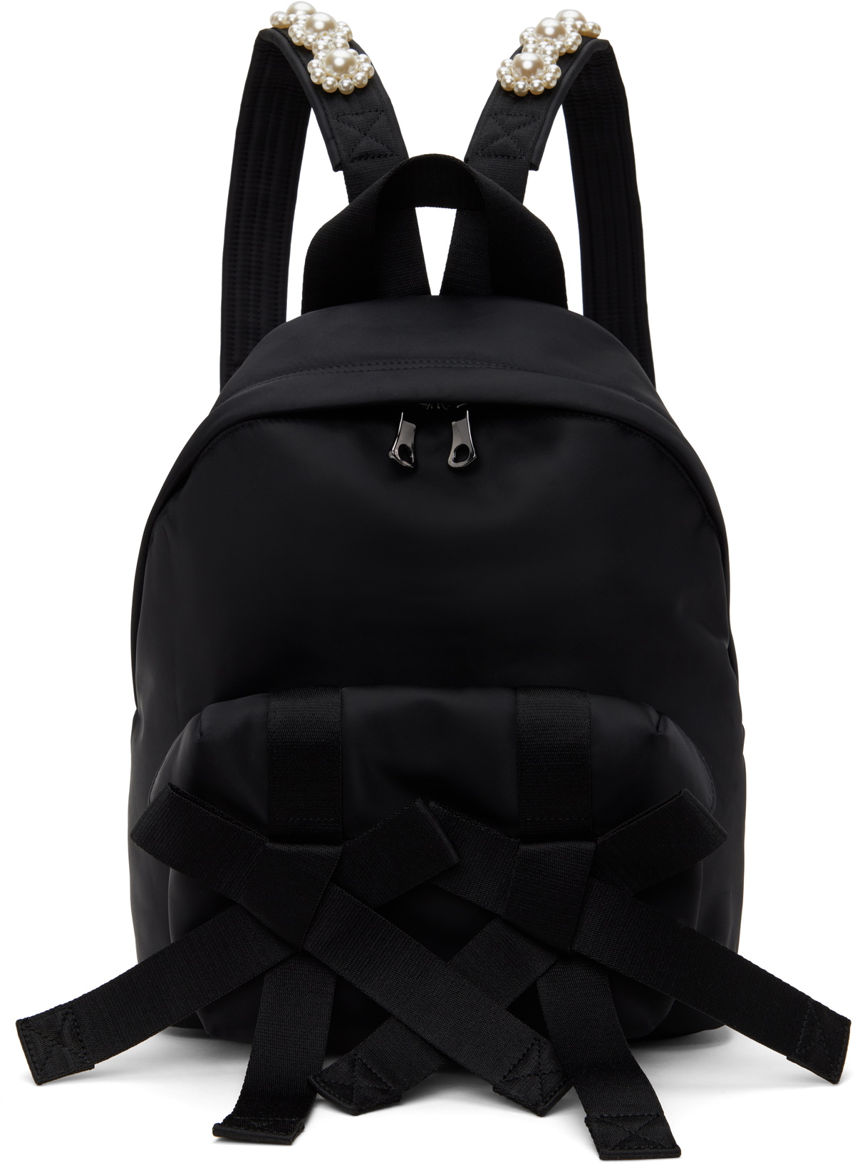 Simone Rocha Black Beaded Utility Bow Backpack Simone Rocha