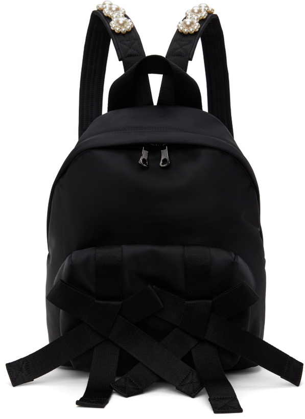 Photo: Simone Rocha Black Beaded Utility Bow Backpack