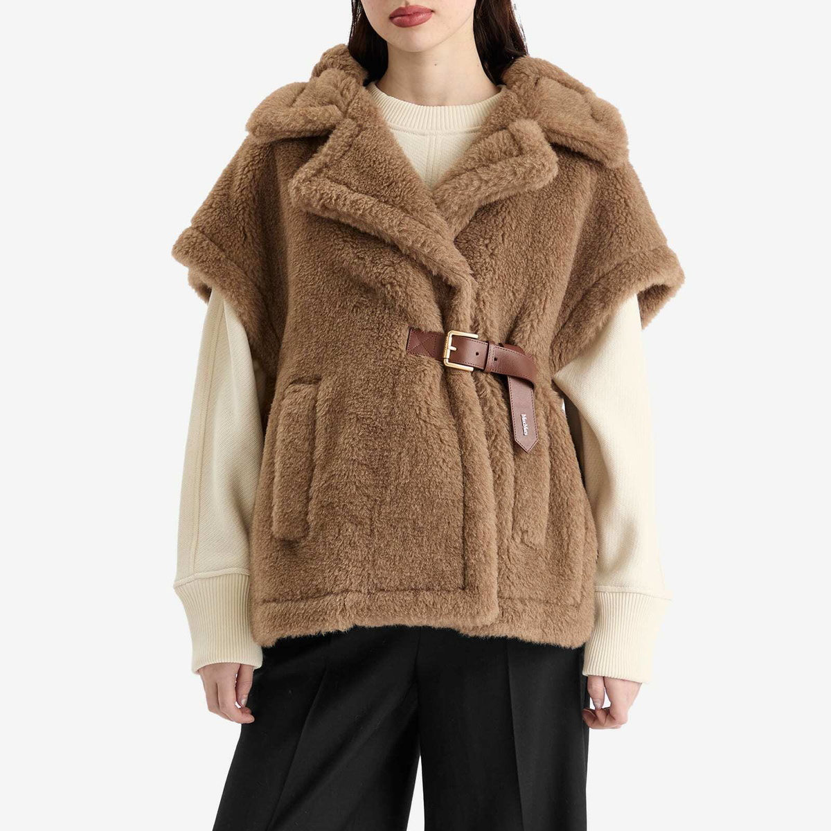 Max Mara Women's Teddy Gilet Cape in Colonial