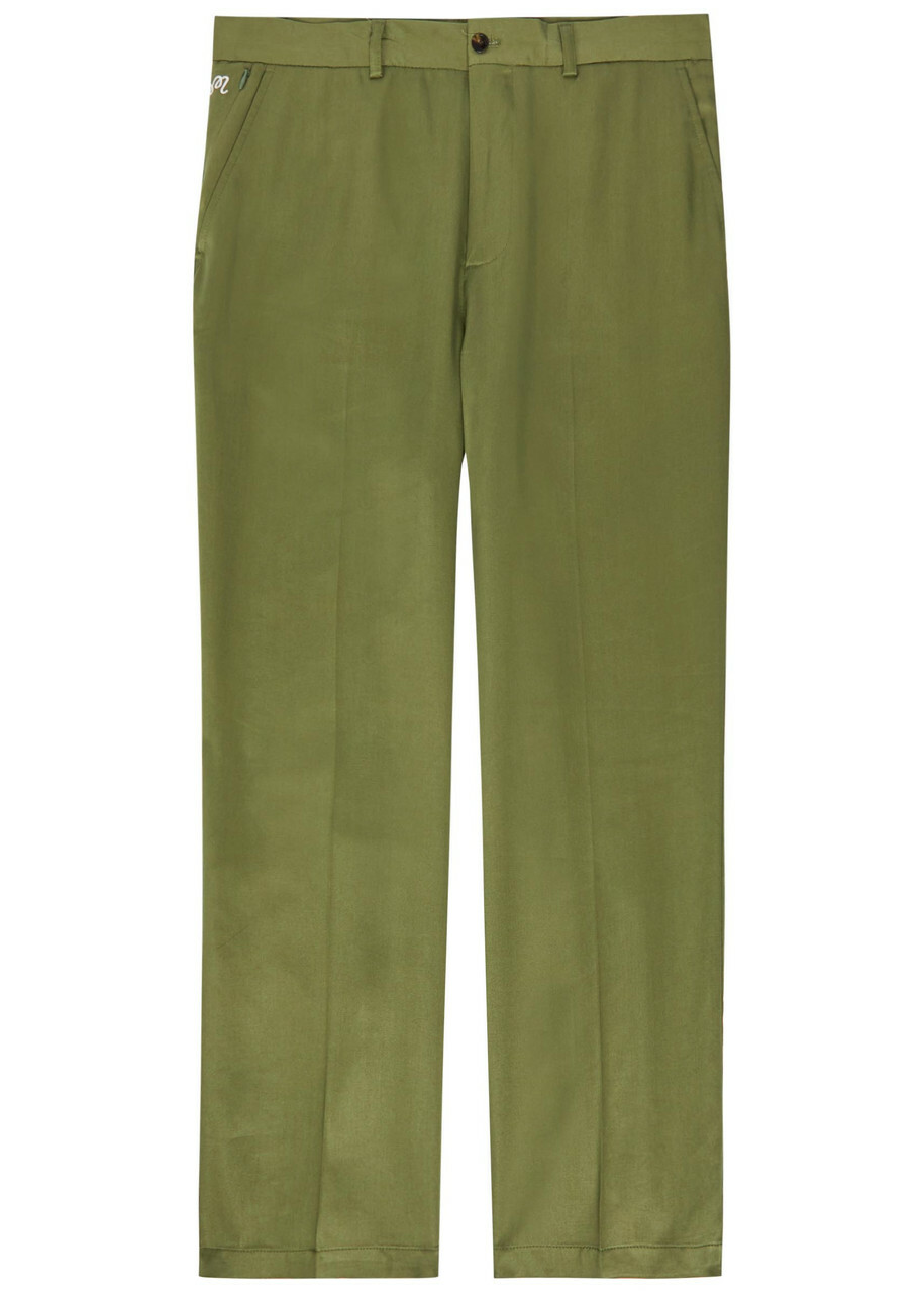 Malbon La Perla Straight-leg Tencel-twill Trousers Olive