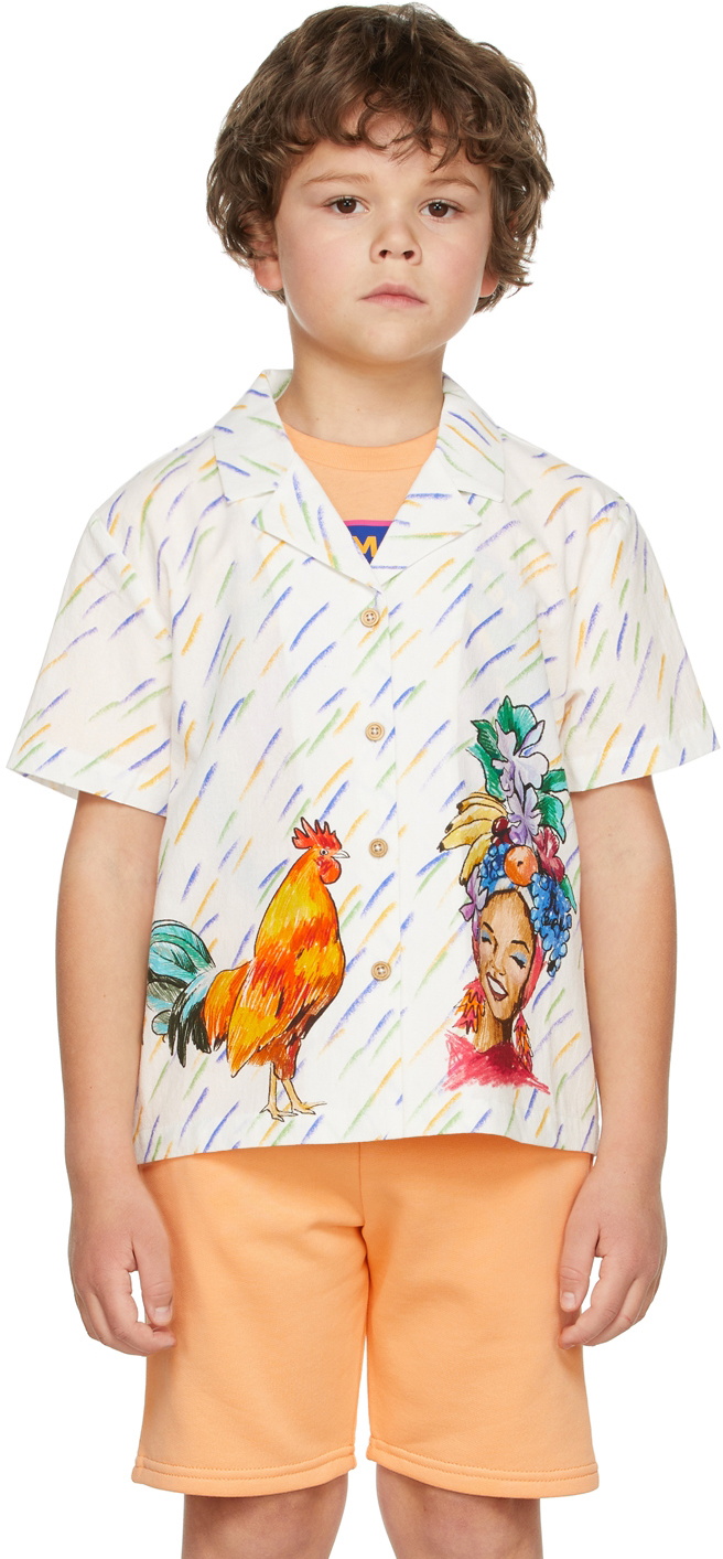 Maison Mangostan Kids White Chan Chan Short Sleeve Shirt Maison