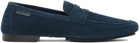 TOM FORD Navy Logo Tab Loafers