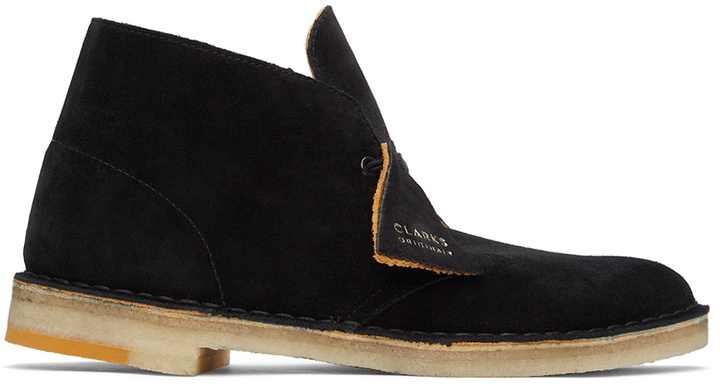 Photo: Clarks Originals Black Suede Desert Boots