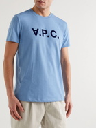 A.P.C. - VPC Logo-Flocked Cotton-Jersey T-Shirt - Blue