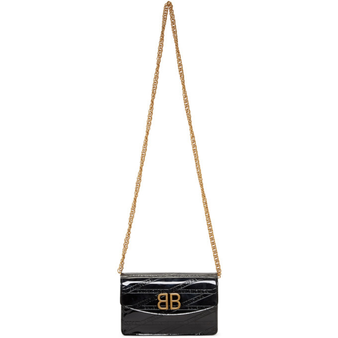 BB chain leather crossbody bag