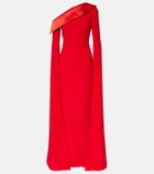 Safiyaa Rinoa caped crépe gown