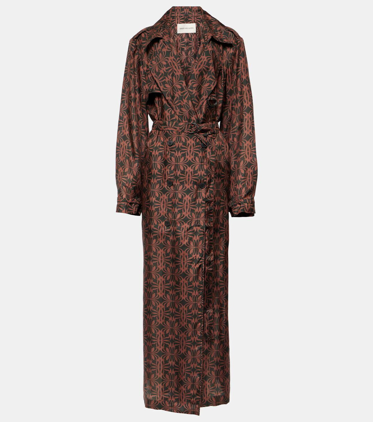 Dries Van Noten Printed silk satin trench coat