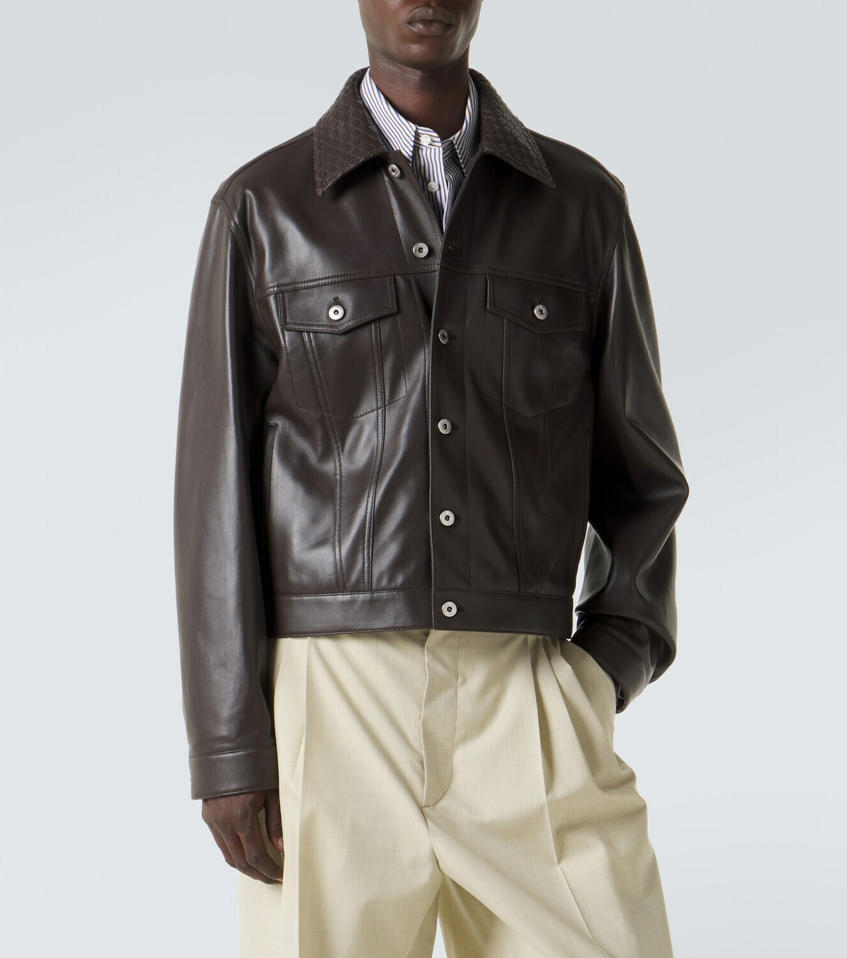 Bottega Veneta Intrecciato leather jacket