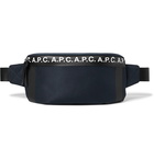 A.P.C. - Savile Logo-Print Tape-Trimmed Tech-Canvas Belt Bag - Blue