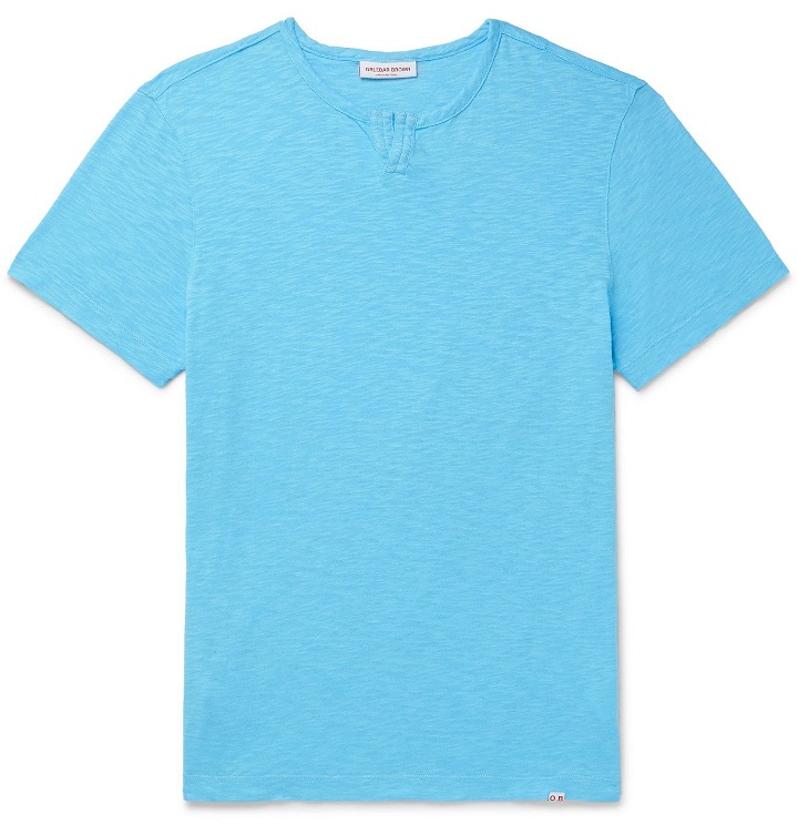 Photo: Orlebar Brown - Ackley Garment-Dyed Slub Cotton-Jersey T-Shirt - Blue