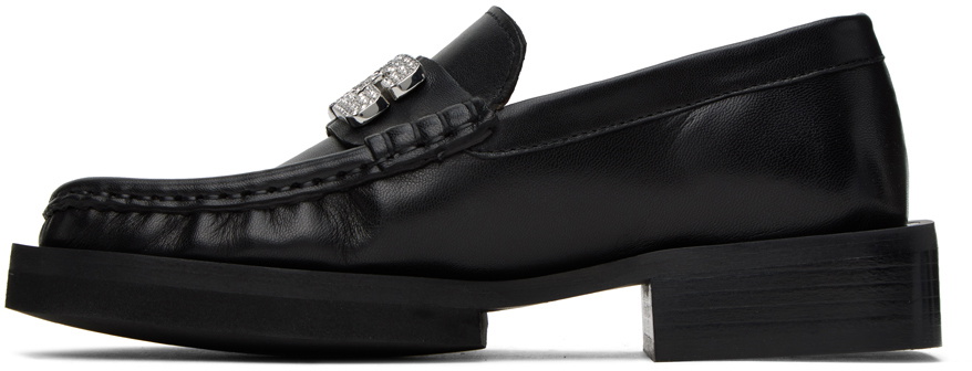 GANNI Black Rhinestone Logo Loafers GANNI