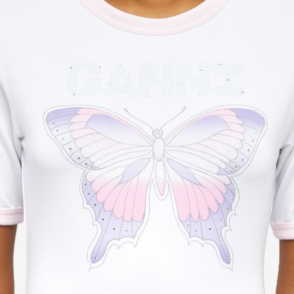 GANNI Women's Butterfly Logo Fitted T-Shirt in Bright White GANNI