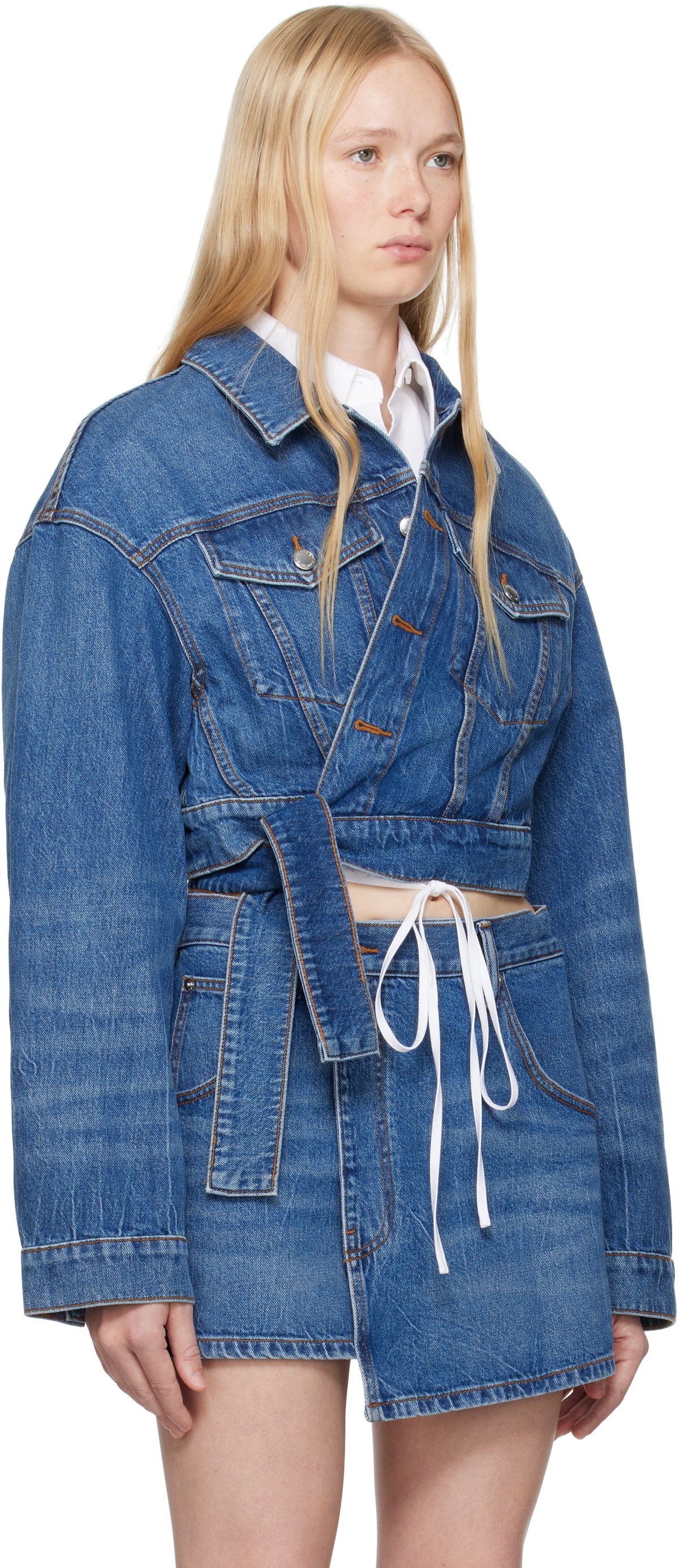 Alexander Wang Blue Regen Cotton Wrapped Denim Jacket