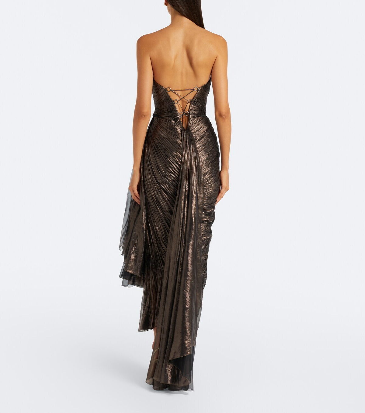 Maria Lucia Hohan Heidi metallic silk corset gown