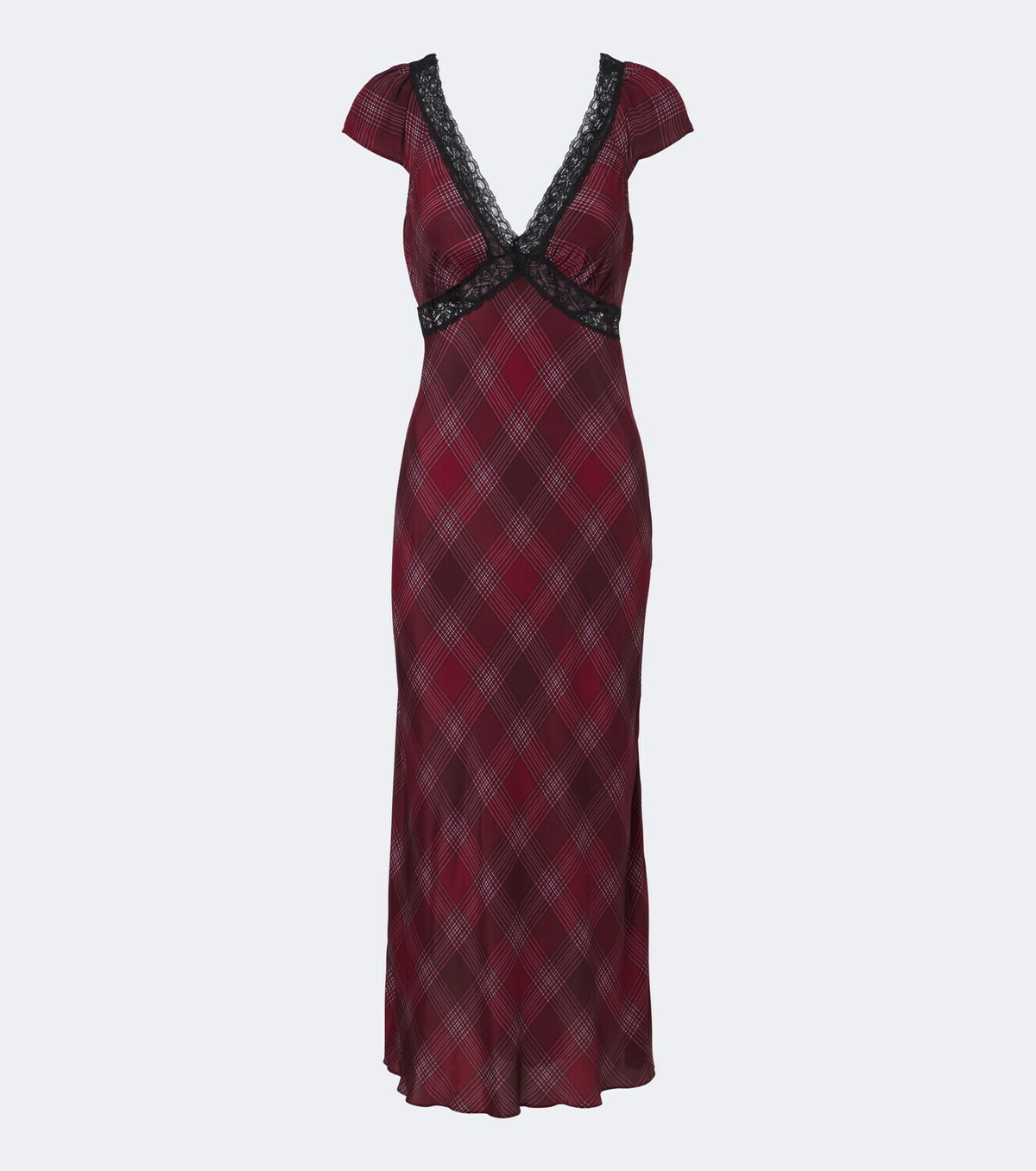 Rixo Iggy lace-trimmed plaid midi dress