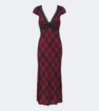 Rixo Iggy lace-trimmed plaid midi dress