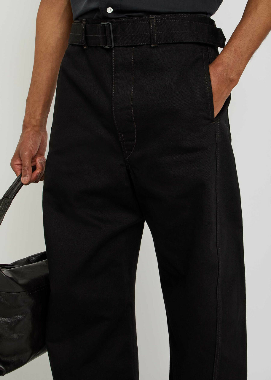 Lemaire Twisted Belted Denim Trousers Black