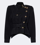 Balmain Belted asymmetric denim jacket