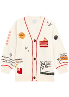 Never Fully Dressed Poema Martha Embroidered Knit Cardigan Cream
