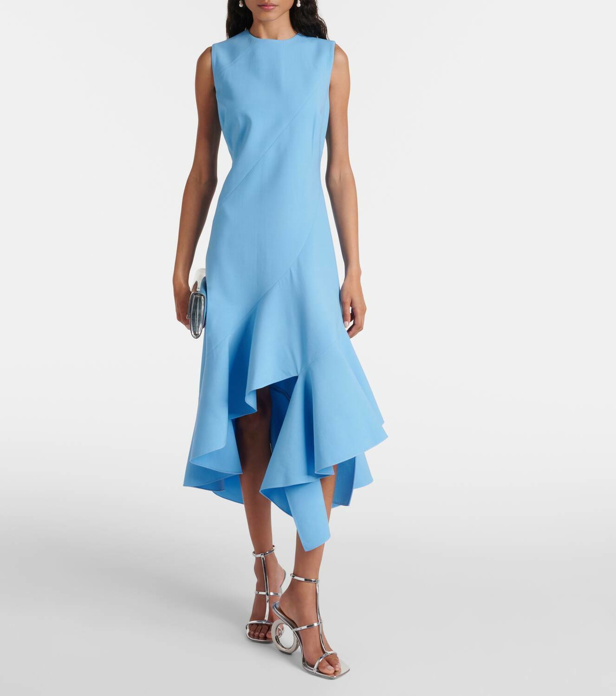 Oscar de la Renta Asymmetrical wool-blend midi dress Oscar de la Renta
