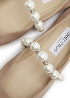 Jimmy Choo Ade Embellished Suede Ballet Flats Nude