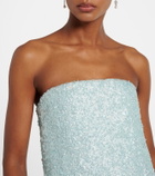 Là Fuori Embellished silk bustier dress