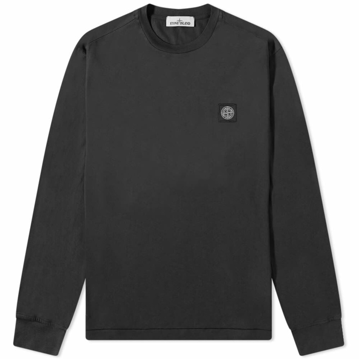 Photo: Stone Island Men's Long Sleeve Patch T-Shirt in Black