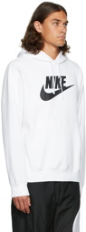 Nike White & Black Fleece Sportswear Club Hoodie