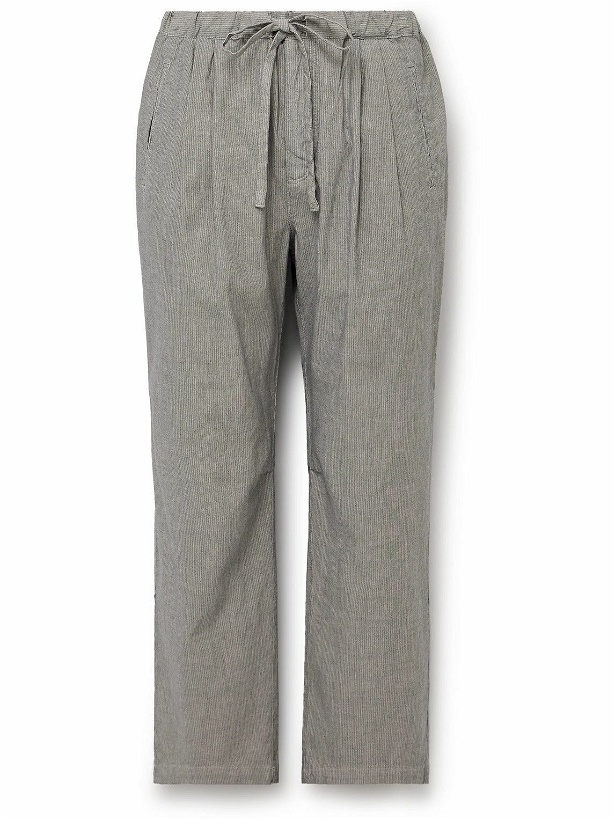Photo: Massimo Alba - Key West Straight-Leg Striped Cotton and Linen-Blend Trousers - Gray