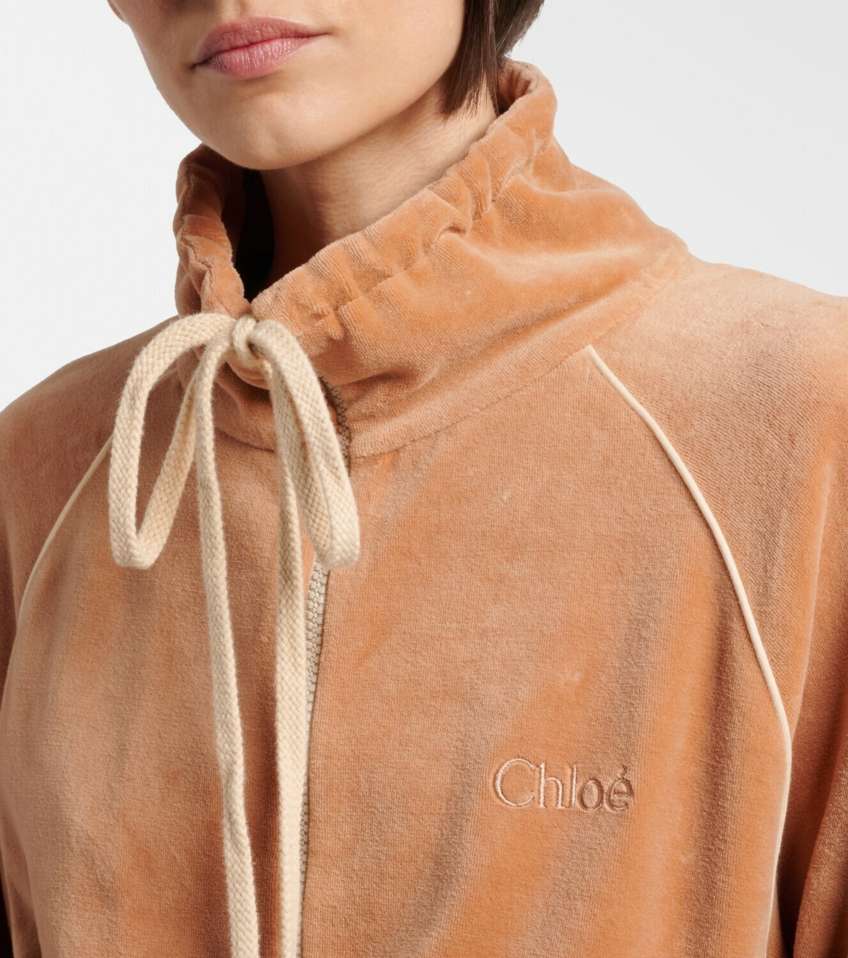 Chloé Cotton-blend velour zip-up sweatshirt