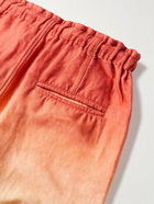 Isabel Marant - Kleliantd Wide-Leg Ombré Brushed Cotton and Linen-Blend Shorts - Orange