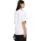 Simone Rocha White & Black Patchwork Satin Trompe L'Oeil Print T-shirt
