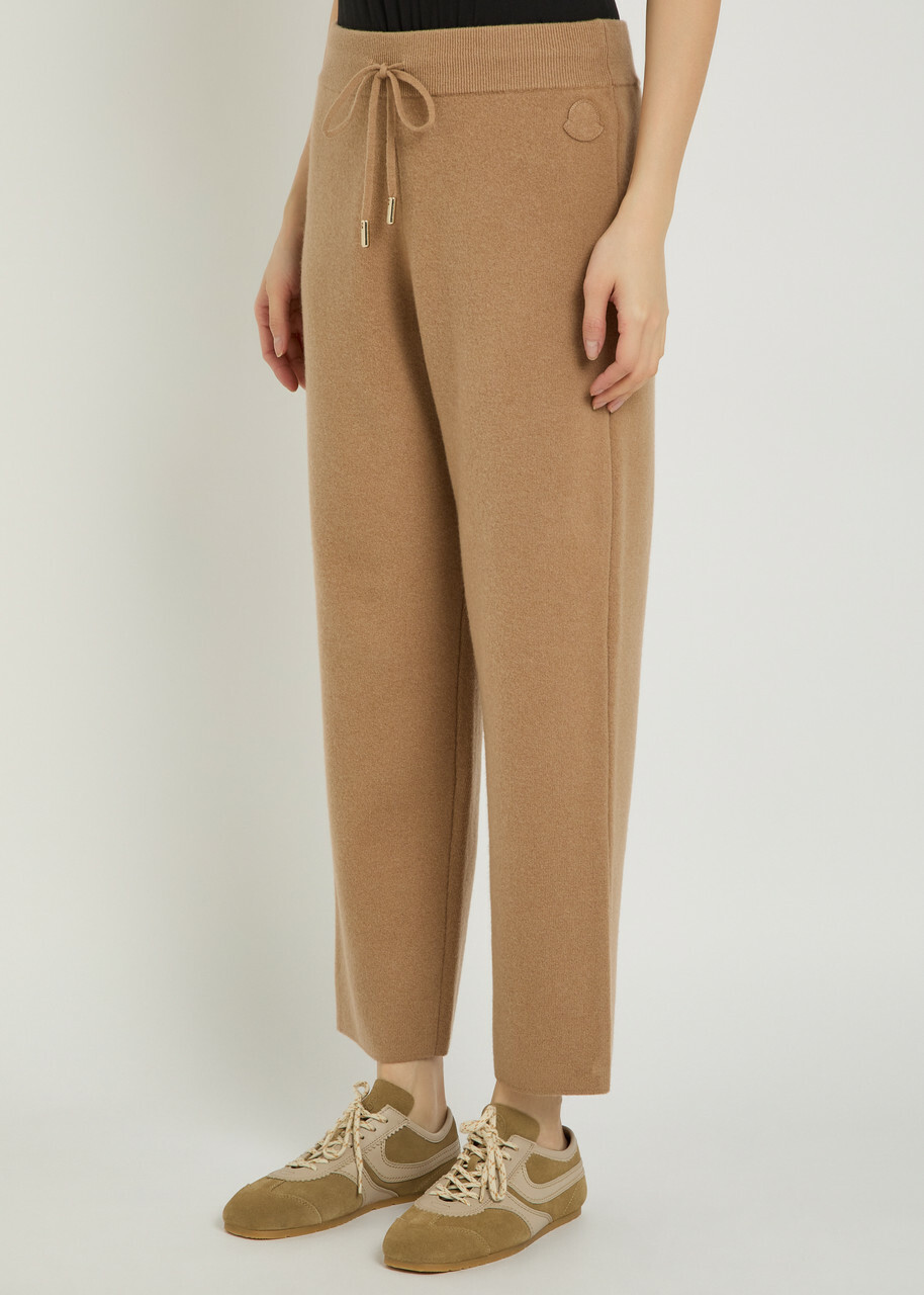 Moncler Logo-appliquéd Wool and Cashmere-blend Sweatpants Beige