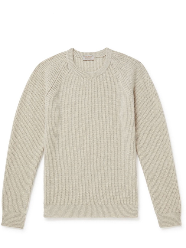 Photo: John Smedley - Upson Ribbed Recycled Cashmere and Merino Wool-Blend Sweater - Neutrals