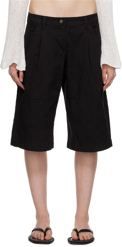 Photo: TheOpen Product Black Pleated Denim Shorts