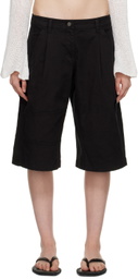 TheOpen Product Black Pleated Denim Shorts