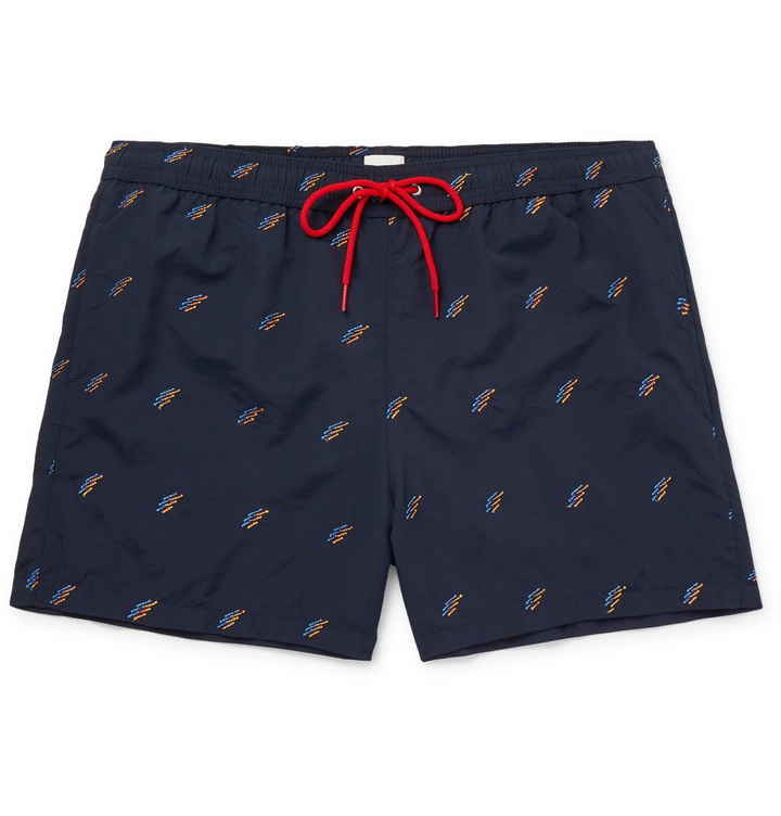 Photo: Paul Smith - Short-Length Embroidered Swim Shorts - Blue