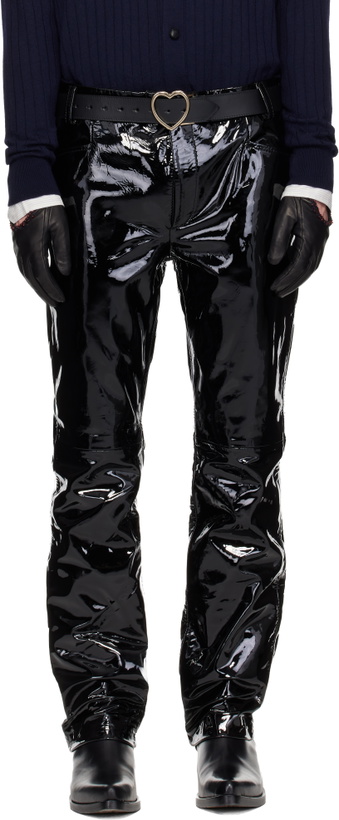 Photo: Ernest W. Baker Black Straight Fit Leather Trousers