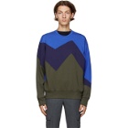 Neil Barrett Blue and Khaki Modernist Sweatshirt