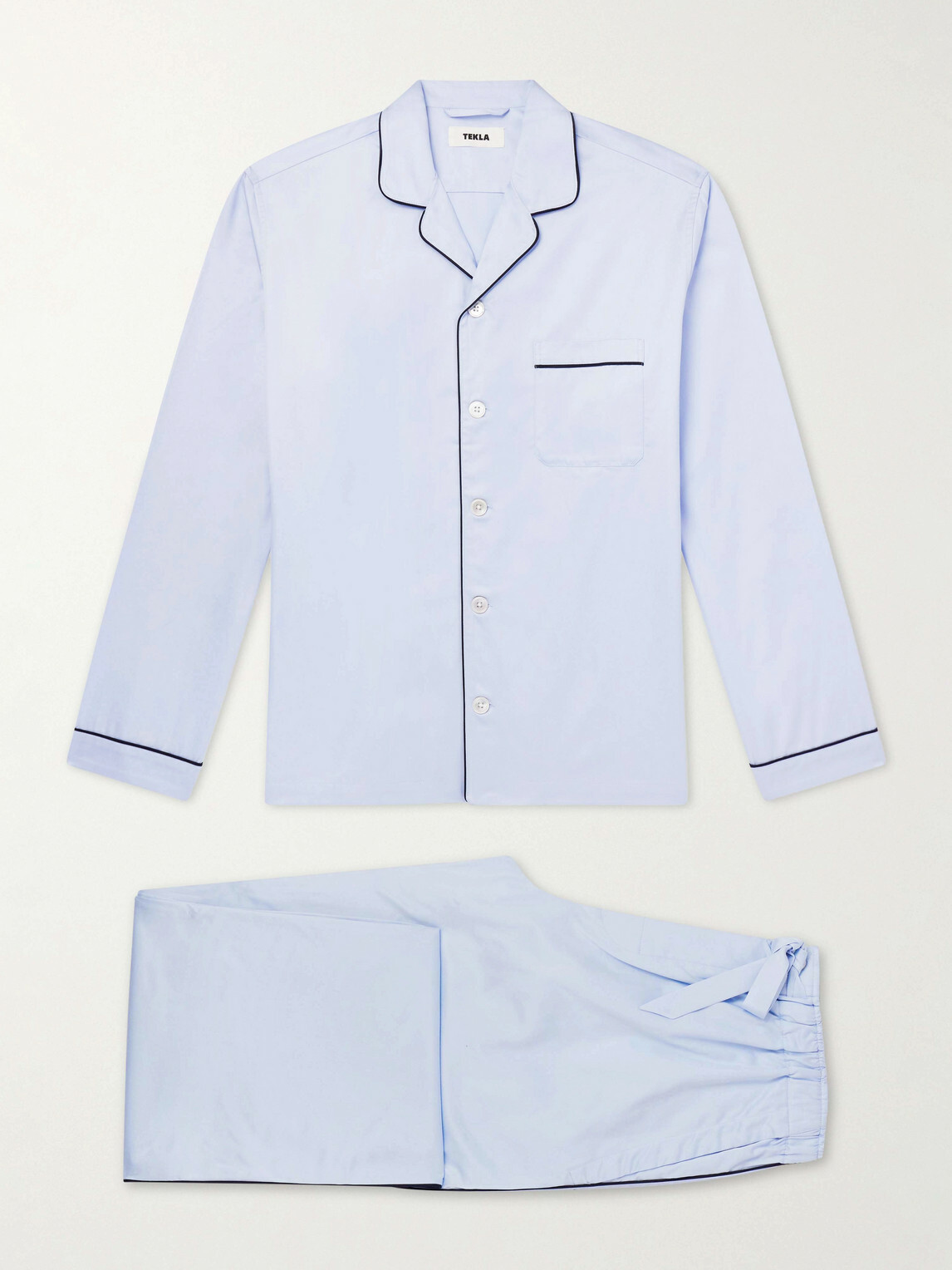 TEKLA - Bellhop Cotton-Satin Pyjama Set - Blue