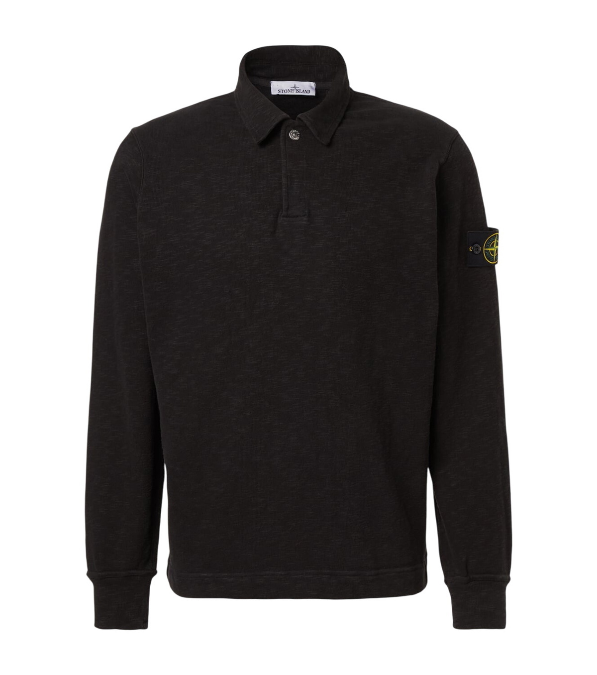 Stone Island Men's Long Sleeve Patch Polo Shirt in Black