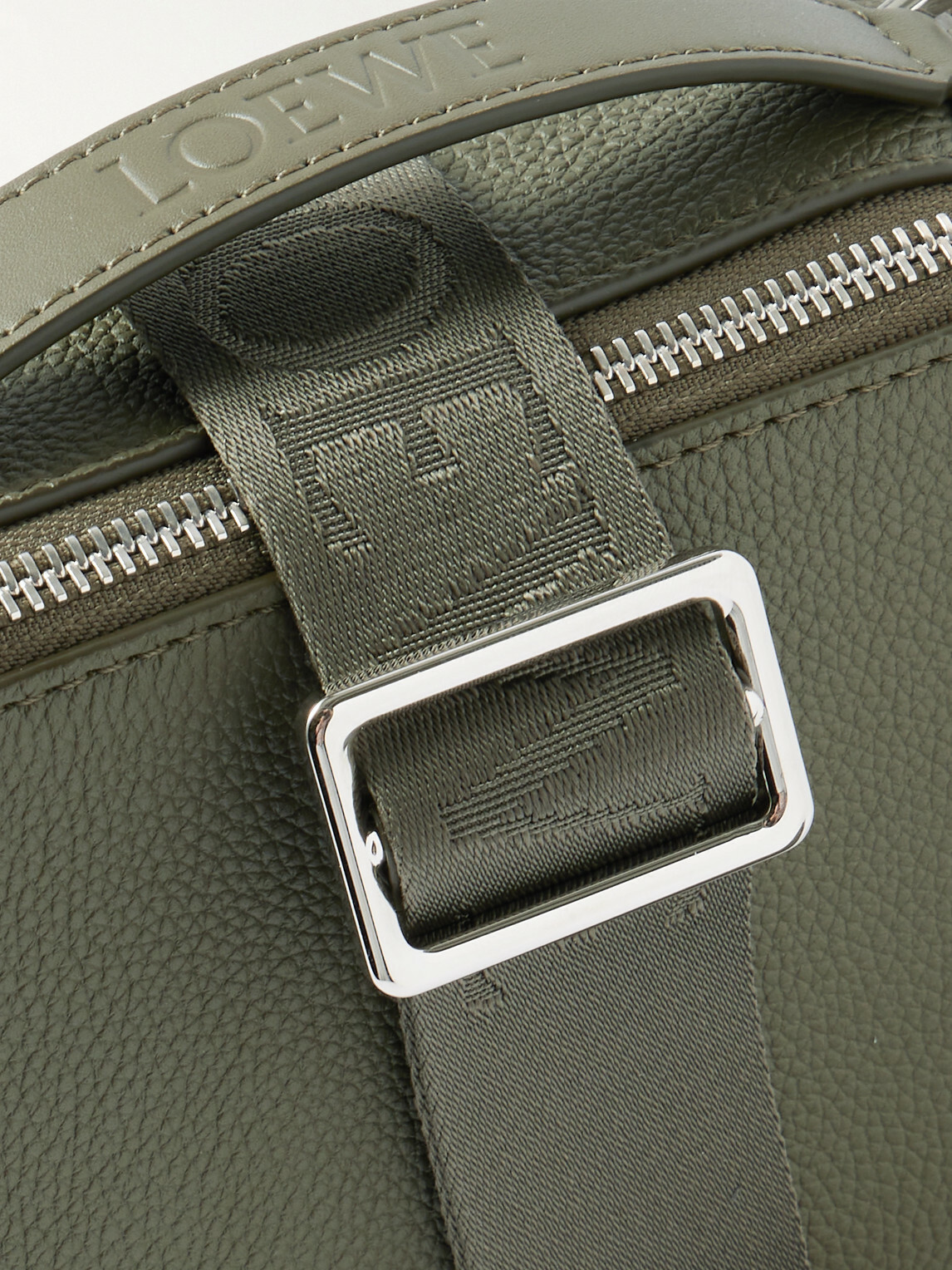 LOEWE - Logo-Debossed Full-Grain Leather Messenger Bag