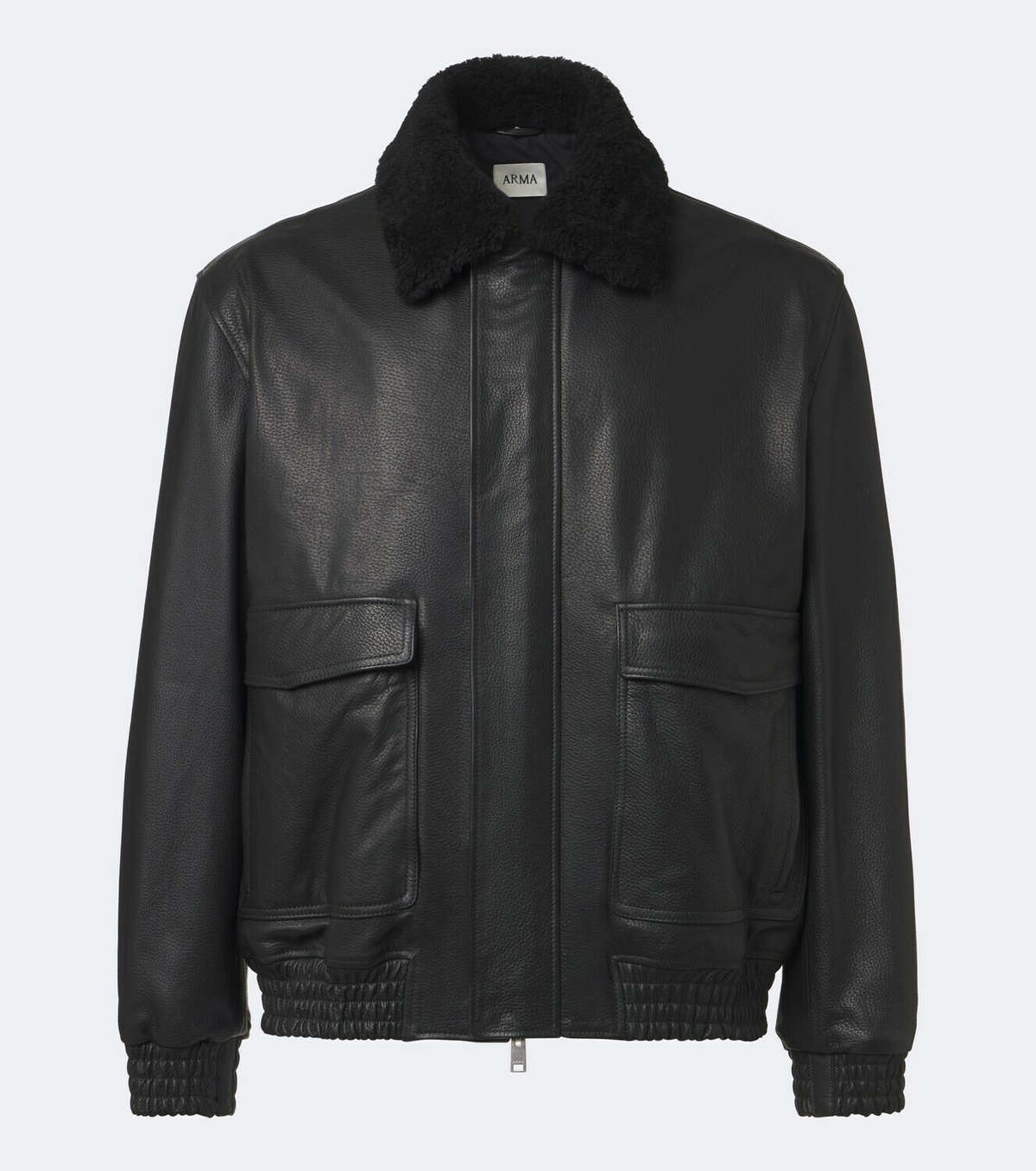 Arma Bari teddy-trimmed leather blouson jacket