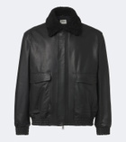 Arma Bari teddy-trimmed leather blouson jacket