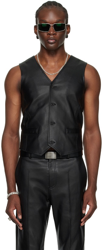 Photo: LU'U DAN SSENSE Exclusive Black Tailored Leather Vest