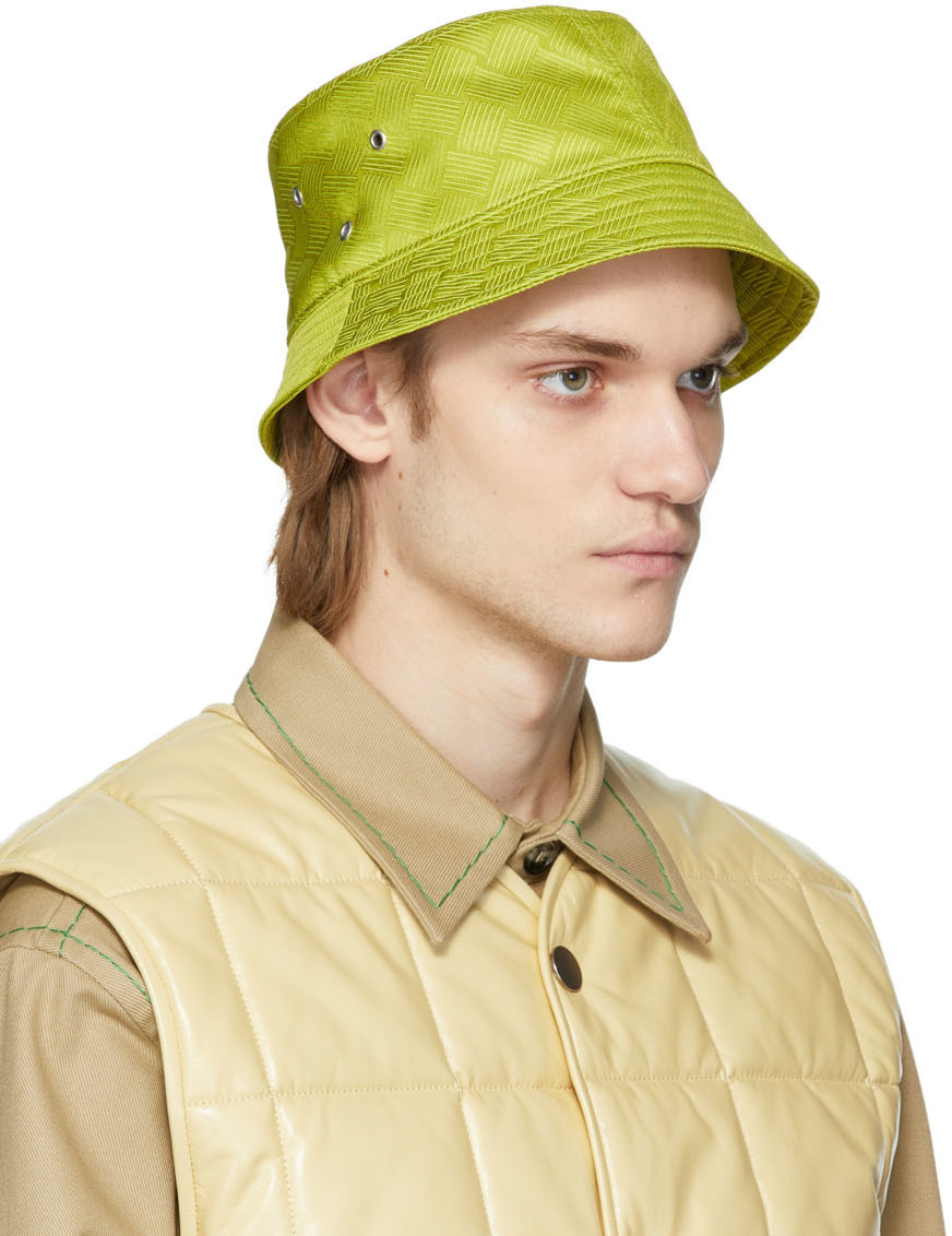 Bottega Veneta Green Intreccio Bucket Hat