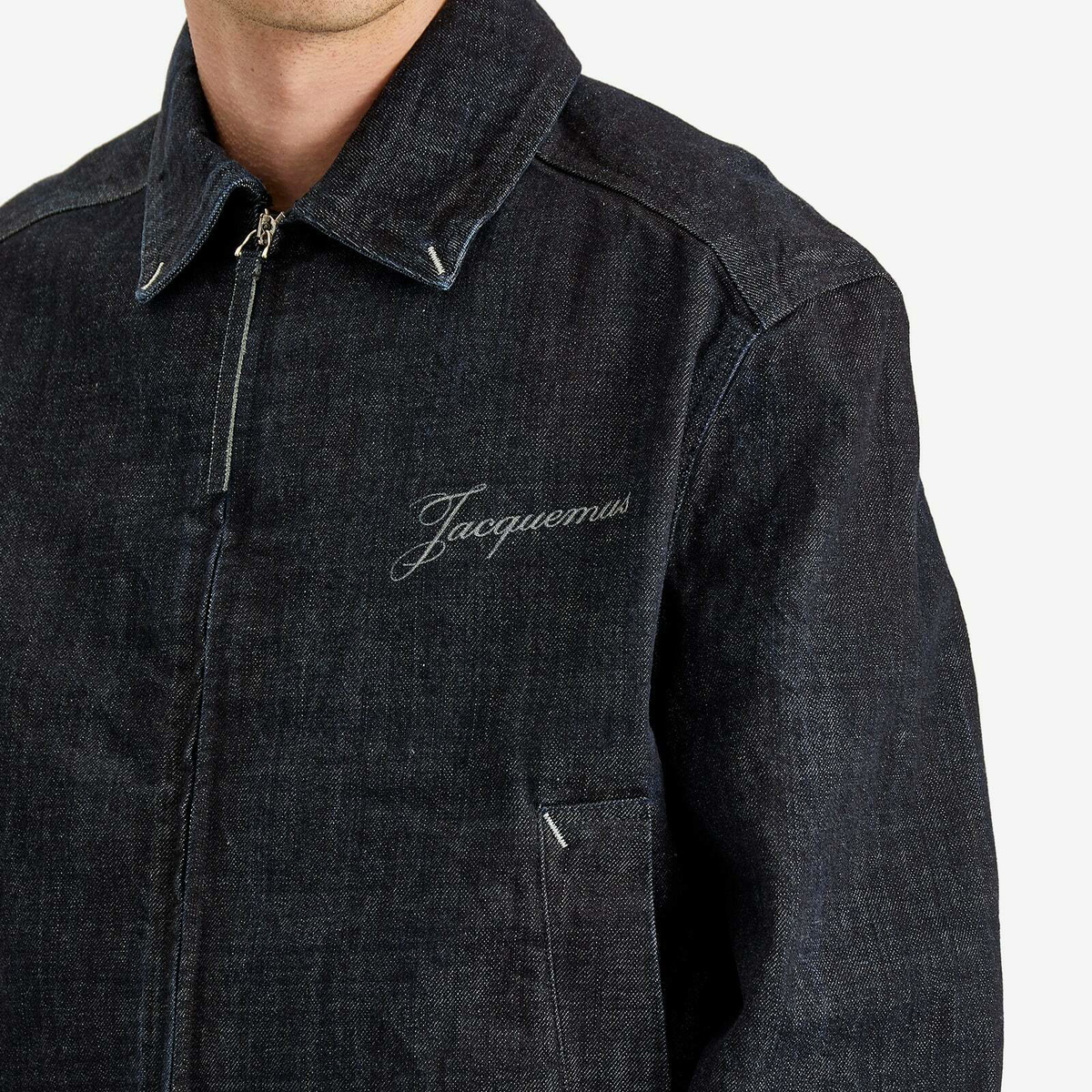 Jacquemus Men's Indigo Wash Denim Jacket in Dark Navy