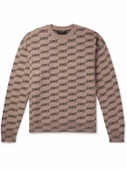 Balenciaga - Logo-Jacquard Knitted Sweater - Neutrals