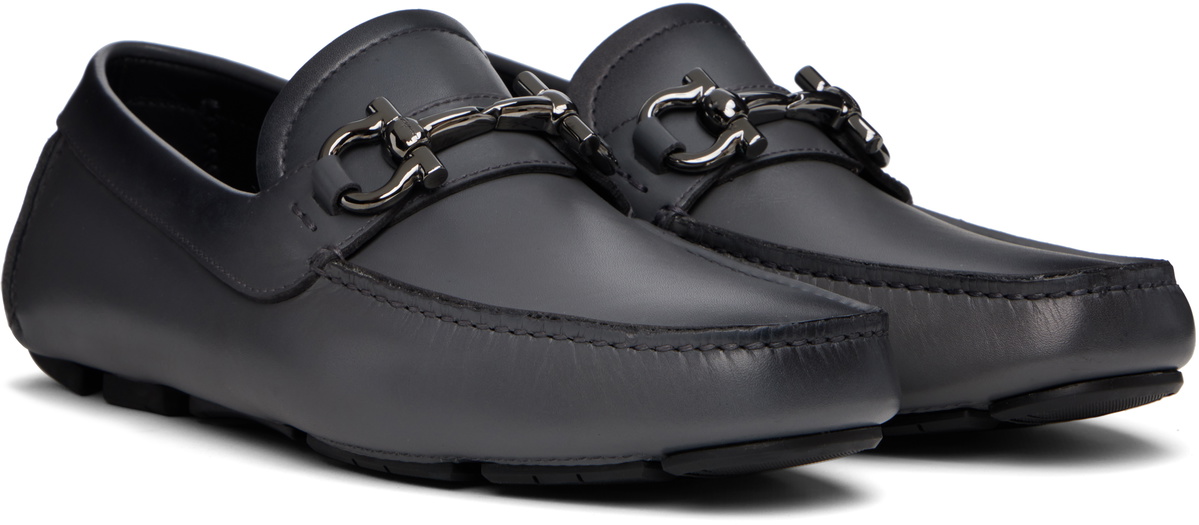 Ferragamo Gray Gancini Ornament Driver Loafers Salvatore  display picture 1
