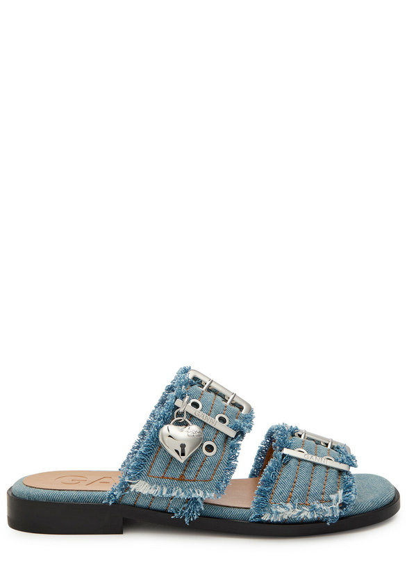 Photo: Ganni Feminine Buckle Ballerina Denim Sliders